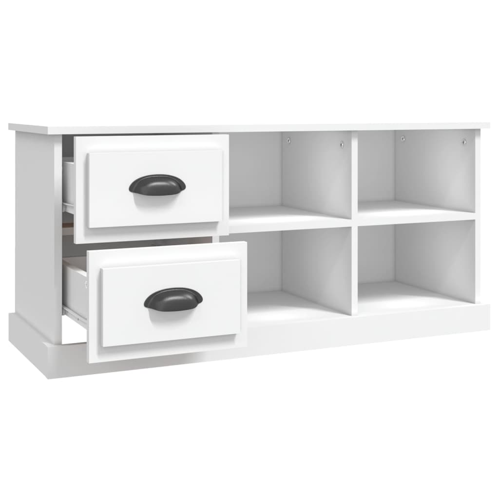 Meuble TV blanc 102x35,5x47,5 cm bois d'ingénierie - XIOS
