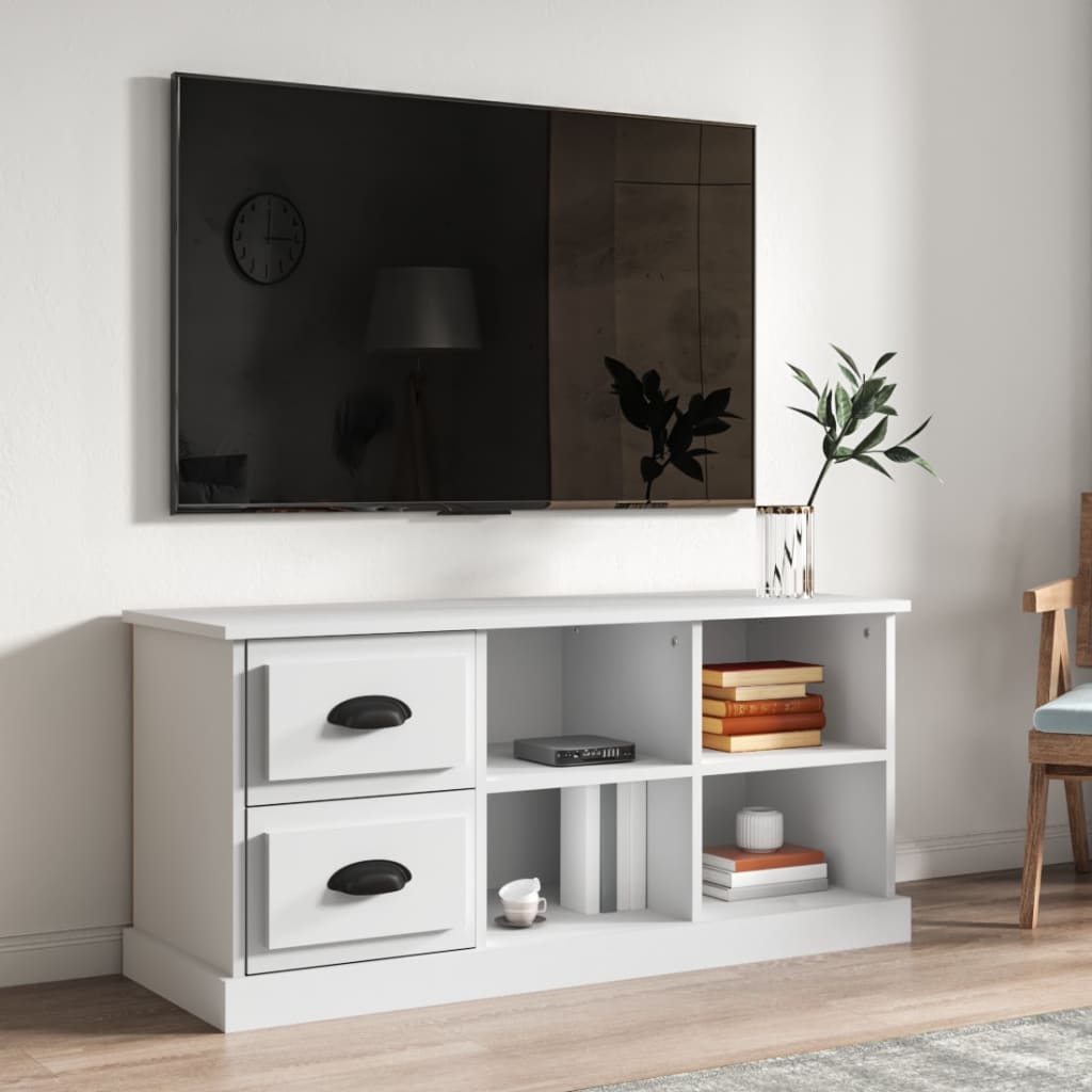 Meuble TV blanc 102x35,5x47,5 cm bois d'ingénierie - XIOS