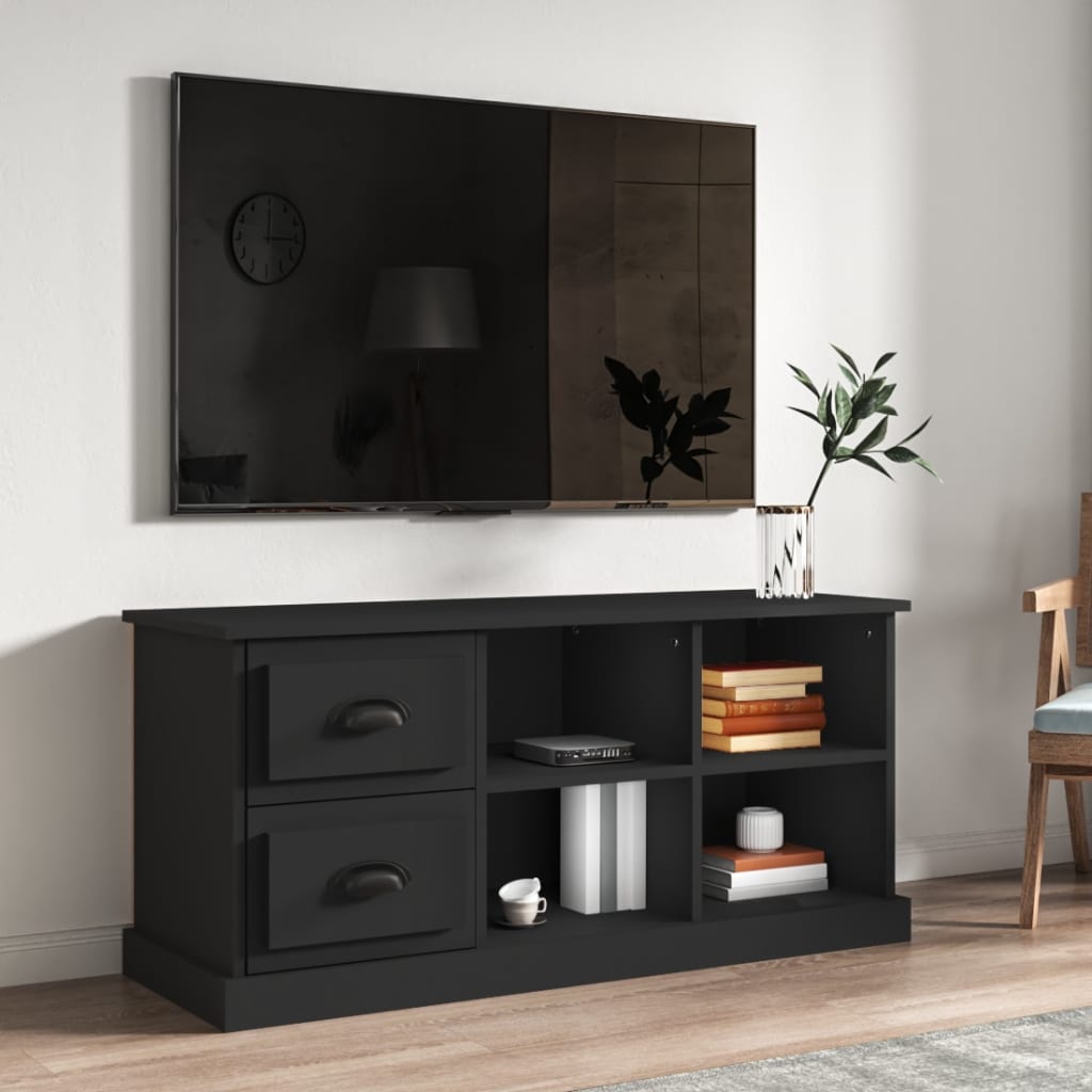 Meuble TV noir 102x35,5x47,5 cm bois d'ingénierie - XIOS