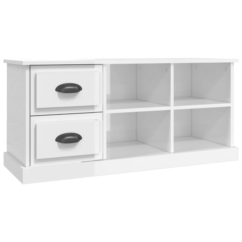 Meuble TV blanc brillant 102x35,5x47,5 cm bois d'ingénierie - XIOS