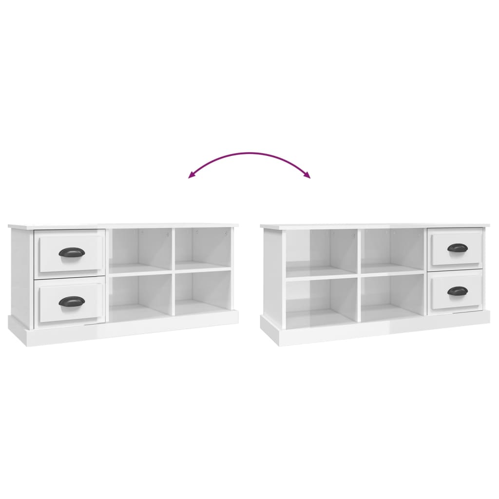 Meuble TV blanc brillant 102x35,5x47,5 cm bois d'ingénierie - XIOS