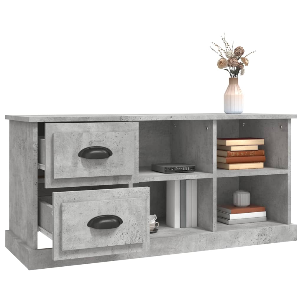 Meuble TV gris béton 102x35,5x47,5 cm bois d'ingénierie - XIOS