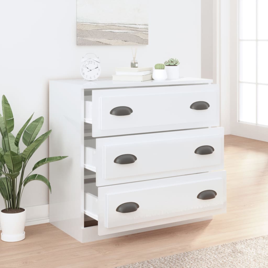 Buffet blanc brillant 70x35,5x67,5 cm bois d'ingénierie - XIOS