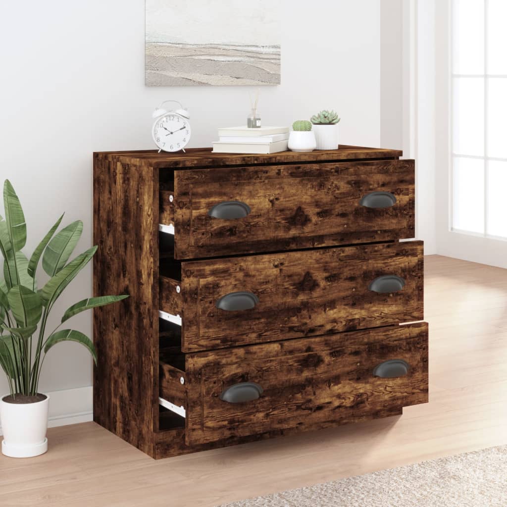 Buffet chêne fumé 70x35,5x67,5 cm bois d'ingénierie - XIOS