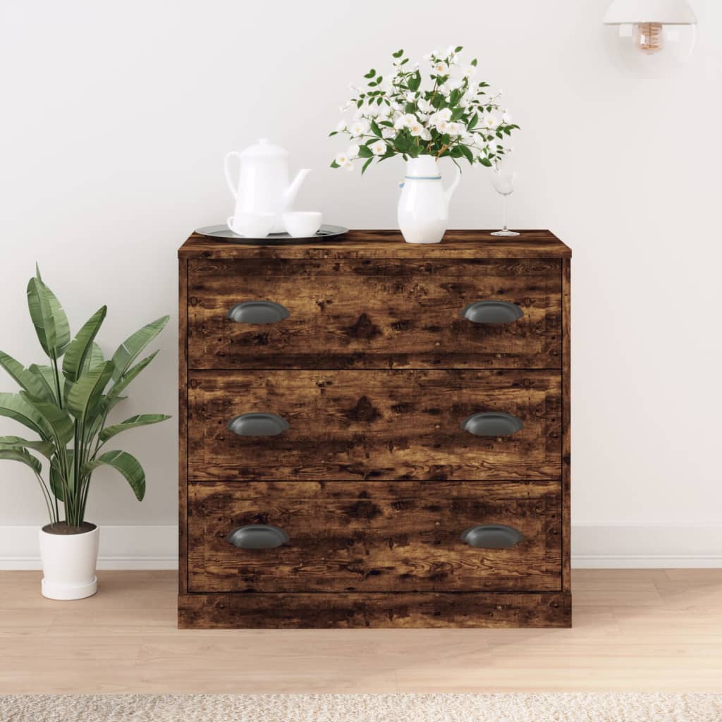 Buffet chêne fumé 70x35,5x67,5 cm bois d'ingénierie - XIOS