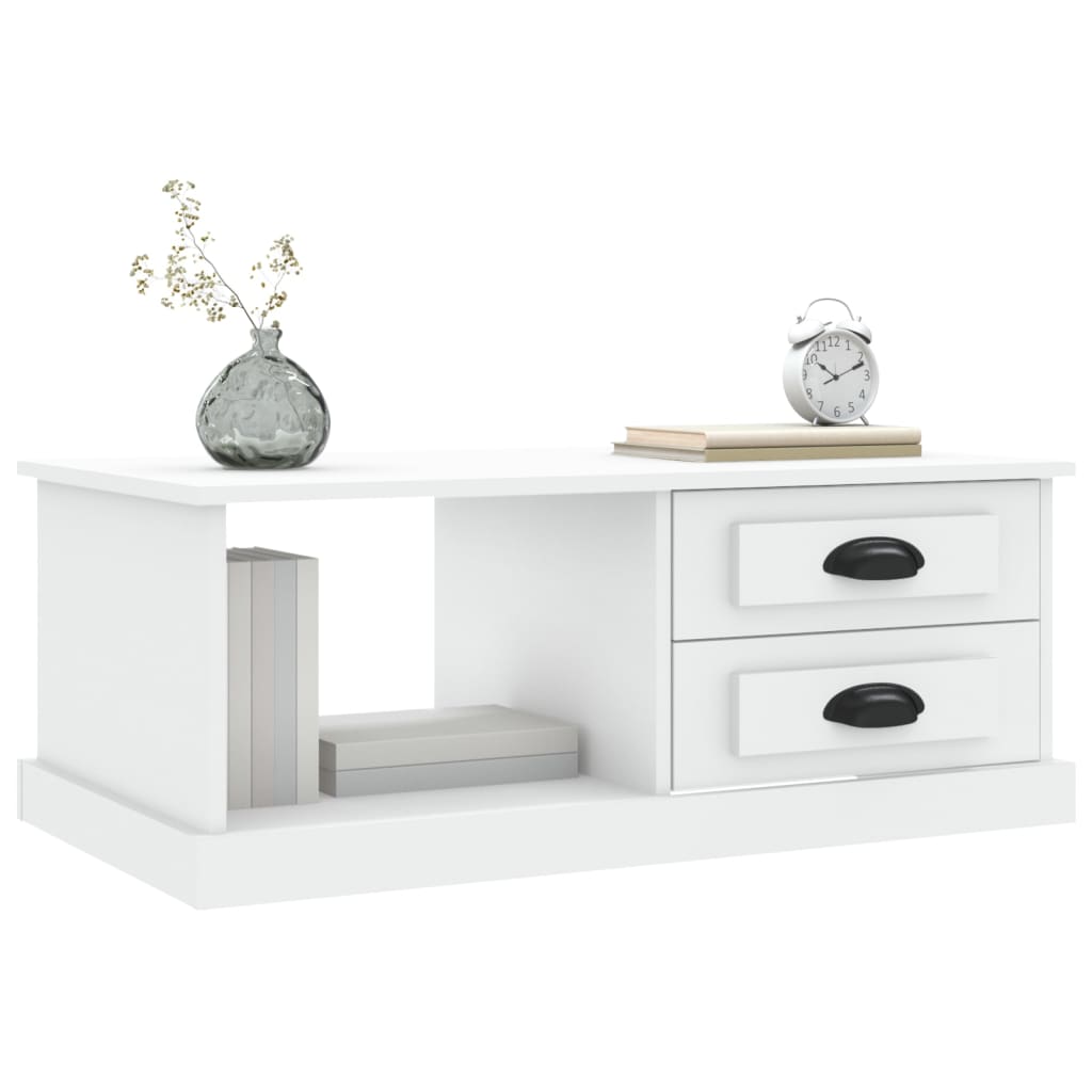 Table basse blanc 90x50x35 cm bois d'ingénierie - XIOS