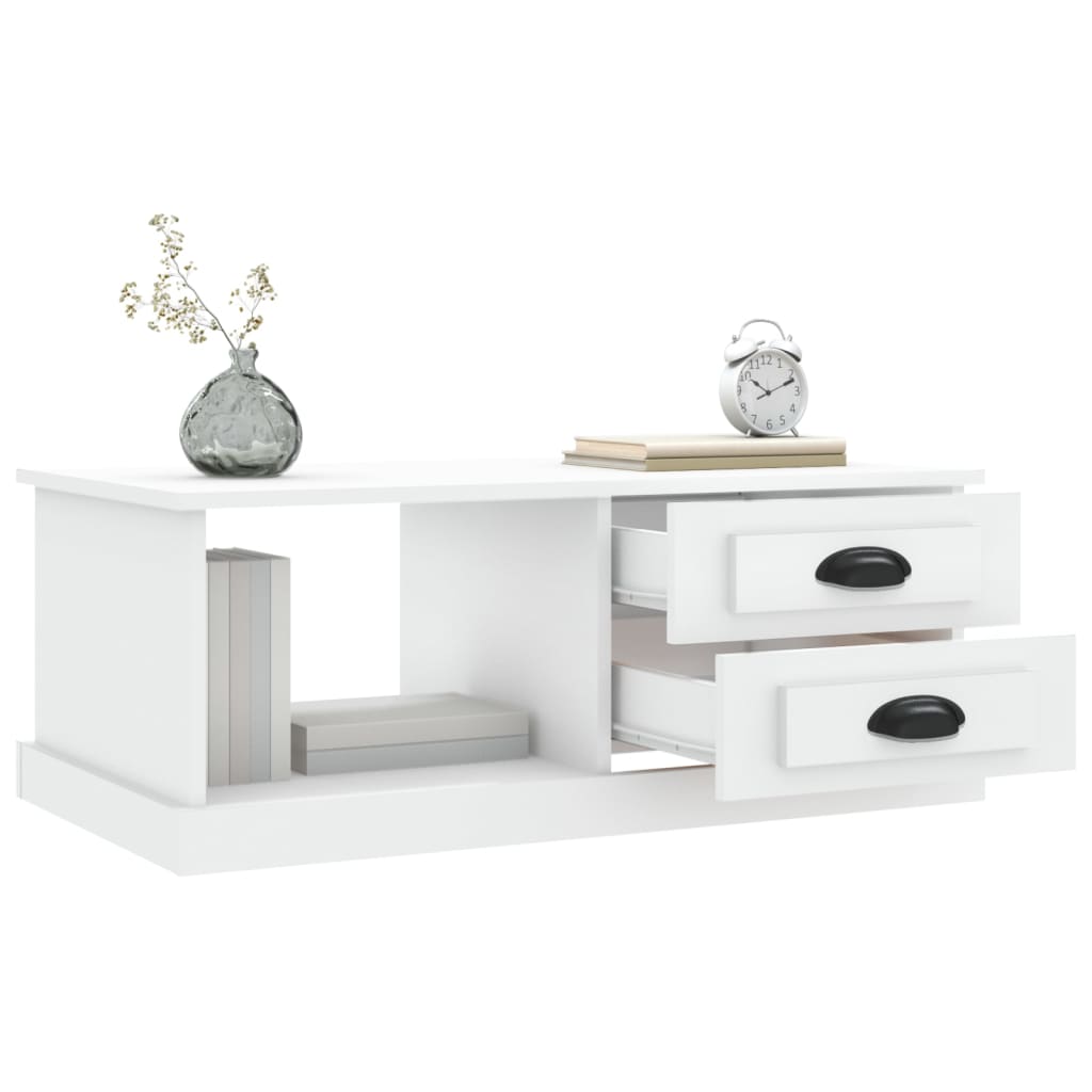 Table basse blanc 90x50x35 cm bois d'ingénierie - XIOS