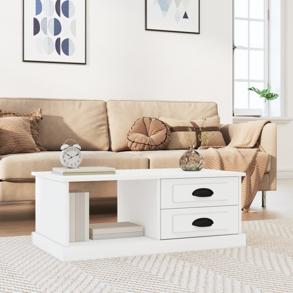 Table basse blanc 90x50x35 cm bois d'ingénierie - XIOS