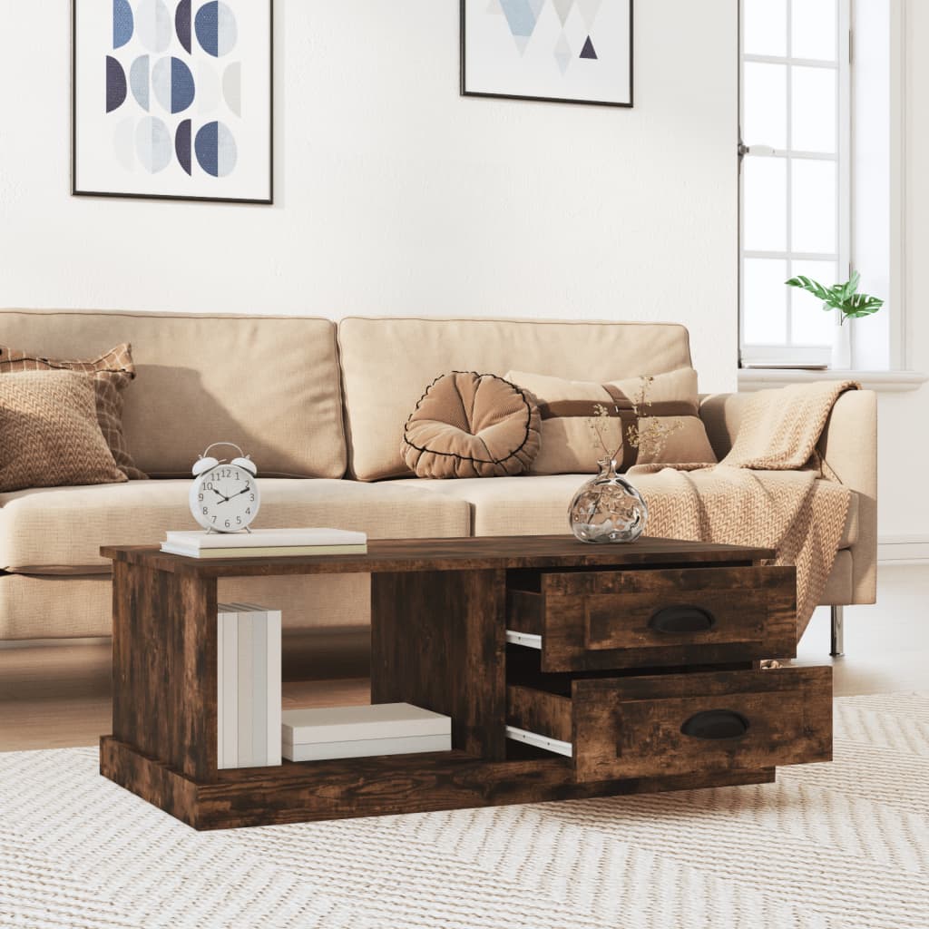 Table basse Chêne fumé 90x50x35 cm Bois d'ingénierie - XIOS