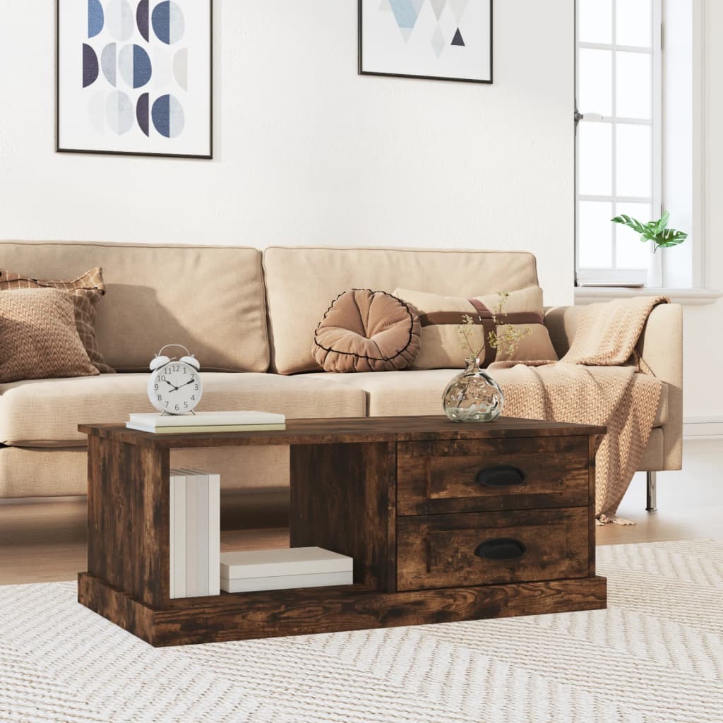 Table basse Chêne fumé 90x50x35 cm Bois d'ingénierie - XIOS