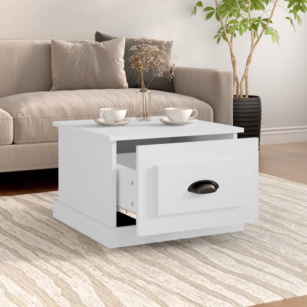 Table basse blanc 50x50x35 cm bois d'ingénierie - XIOS