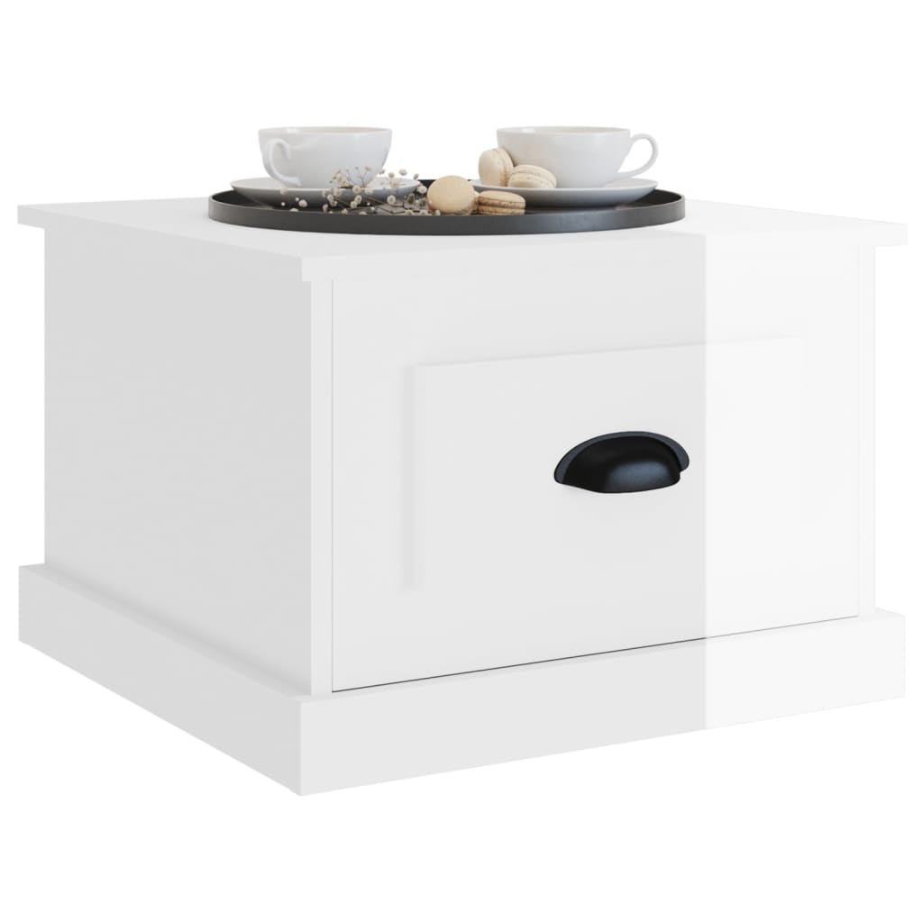 Table basse blanc brillant 50x50x35 cm bois d'ingénierie - XIOS