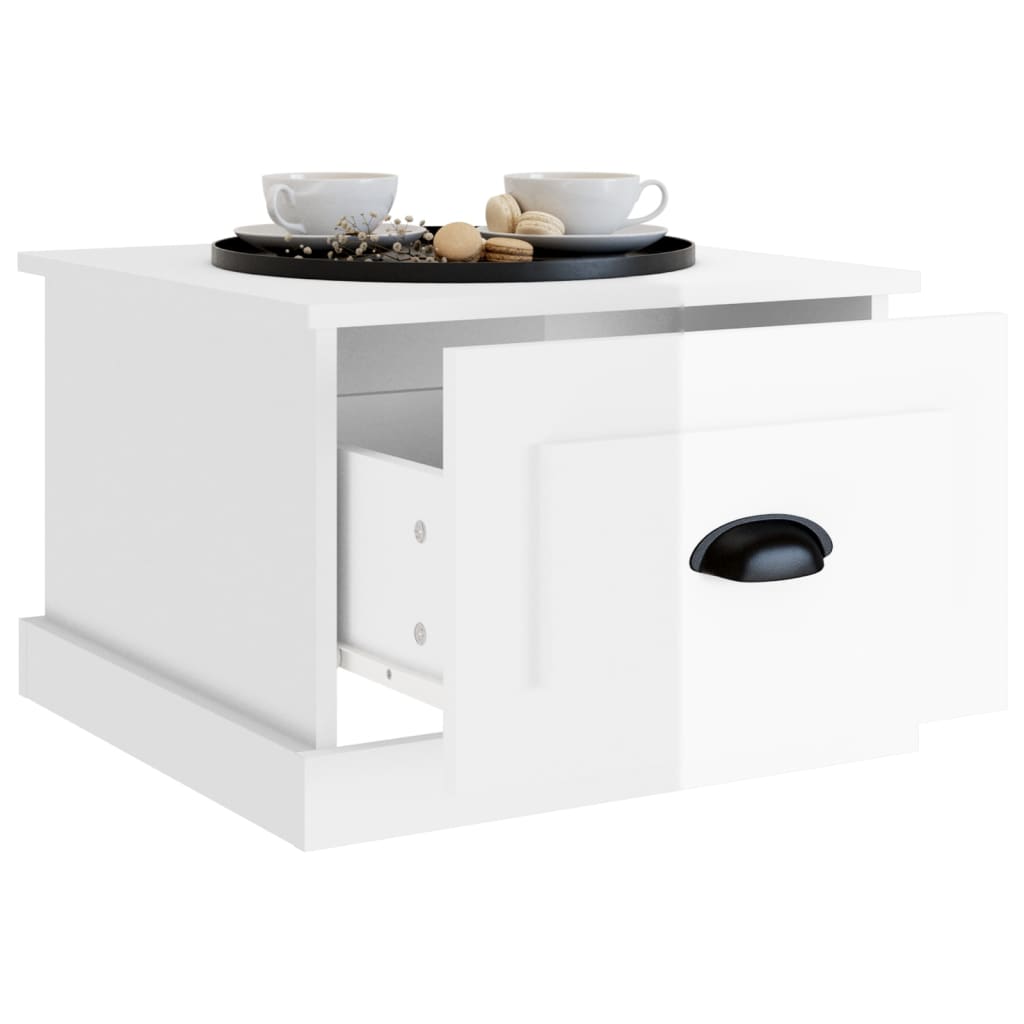 Table basse blanc brillant 50x50x35 cm bois d'ingénierie - XIOS