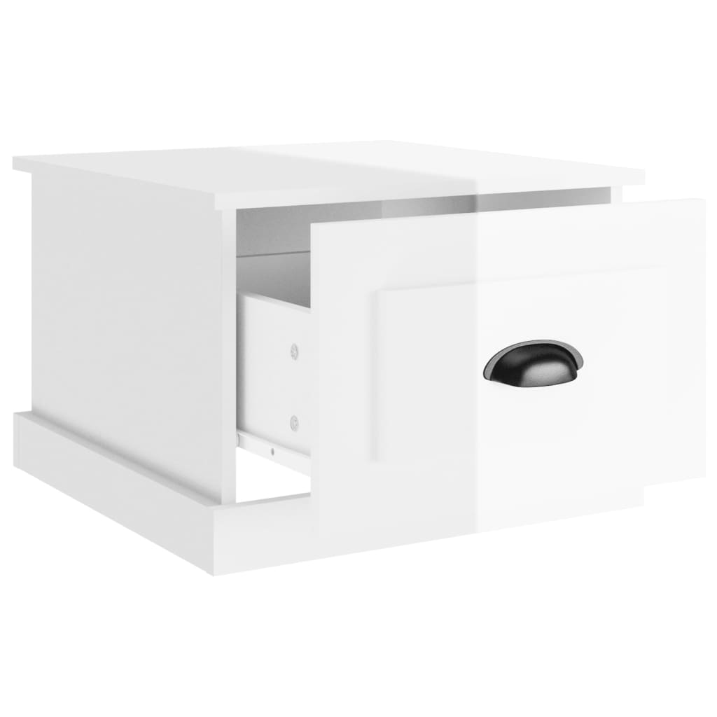 Table basse blanc brillant 50x50x35 cm bois d'ingénierie - XIOS