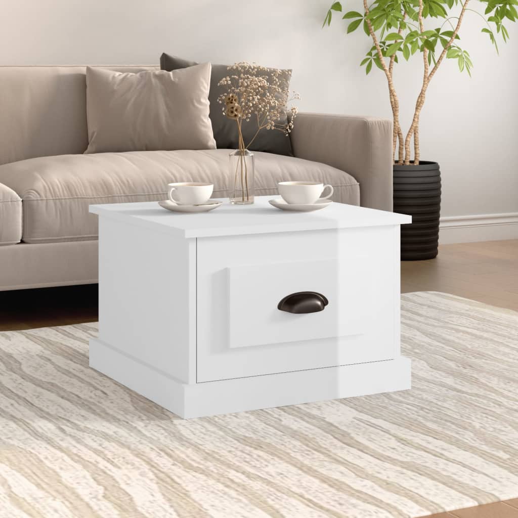 Table basse blanc brillant 50x50x35 cm bois d'ingénierie - XIOS