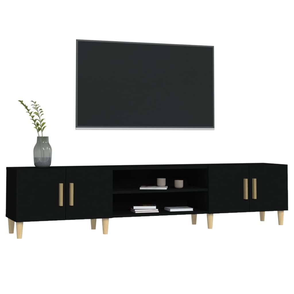 Meuble TV noir 180x31,5x40 cm bois d'ingénierie - XIOS