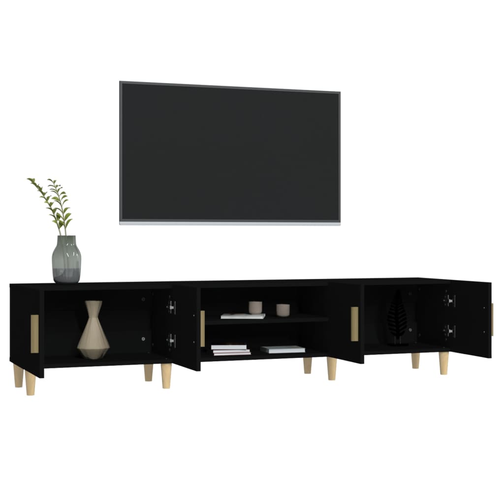 Meuble TV noir 180x31,5x40 cm bois d'ingénierie - XIOS
