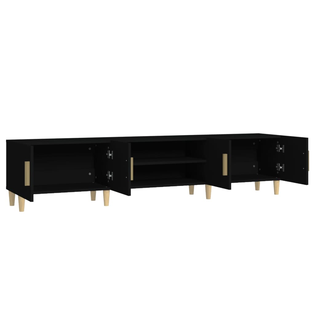 Meuble TV noir 180x31,5x40 cm bois d'ingénierie - XIOS