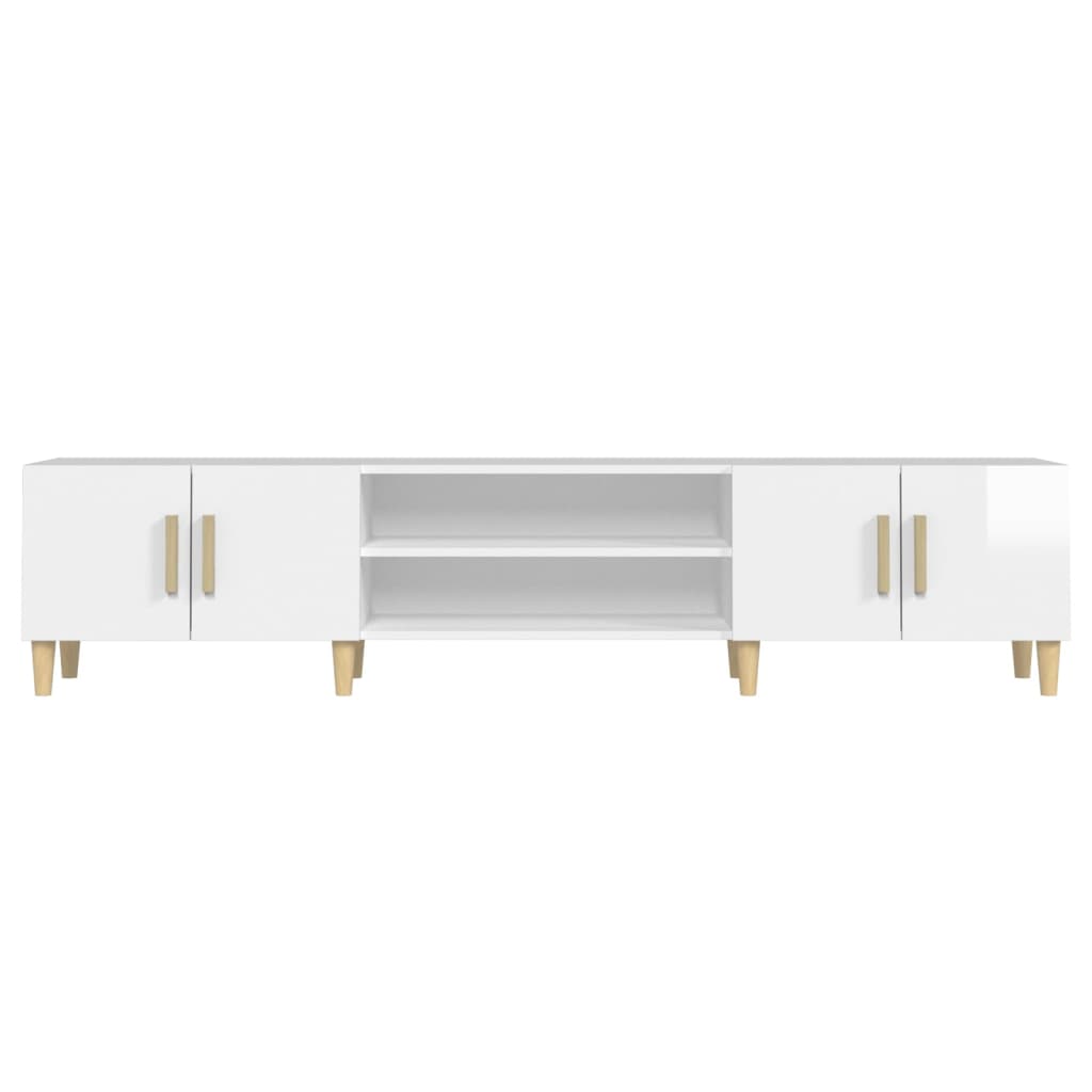 Meuble TV blanc brillant 180x31,5x40 cm bois d'ingénierie - XIOS