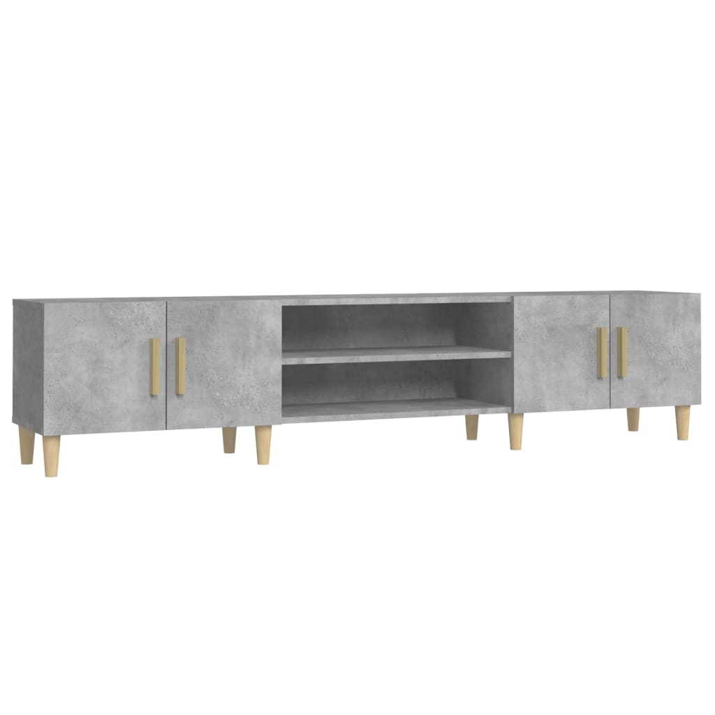 Meuble TV gris béton 180x31,5x40 cm bois d'ingénierie - XIOS