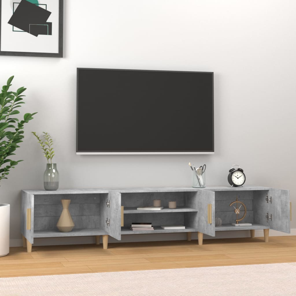 Meuble TV gris béton 180x31,5x40 cm bois d'ingénierie - XIOS