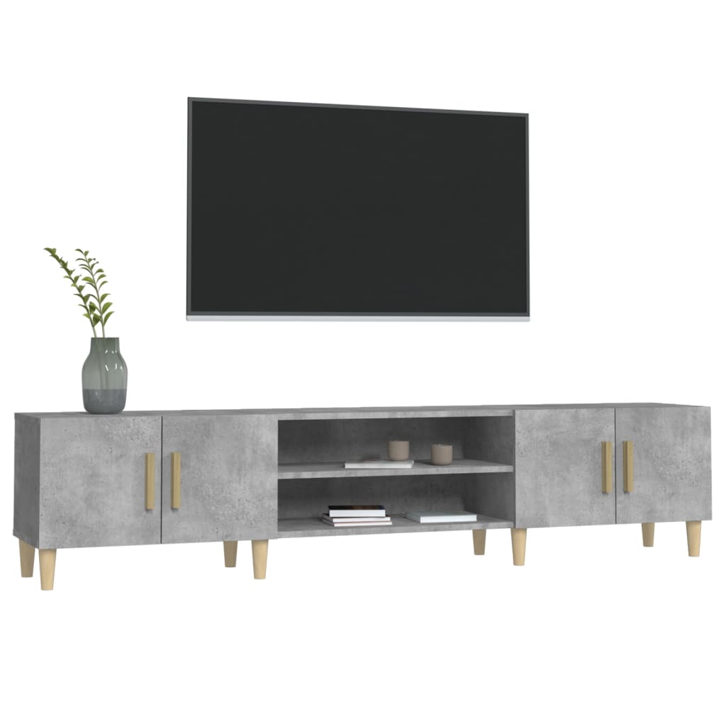 Meuble TV gris béton 180x31,5x40 cm bois d'ingénierie - XIOS
