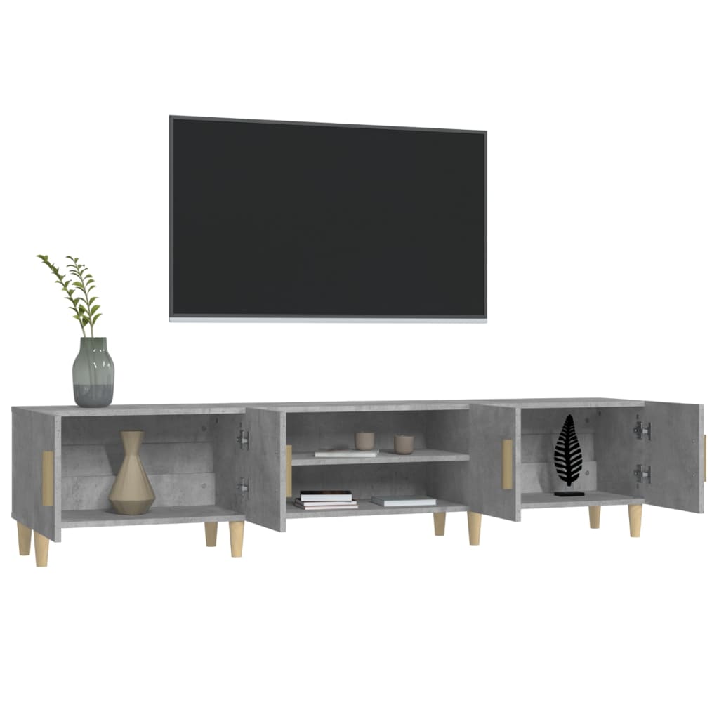 Meuble TV gris béton 180x31,5x40 cm bois d'ingénierie - XIOS