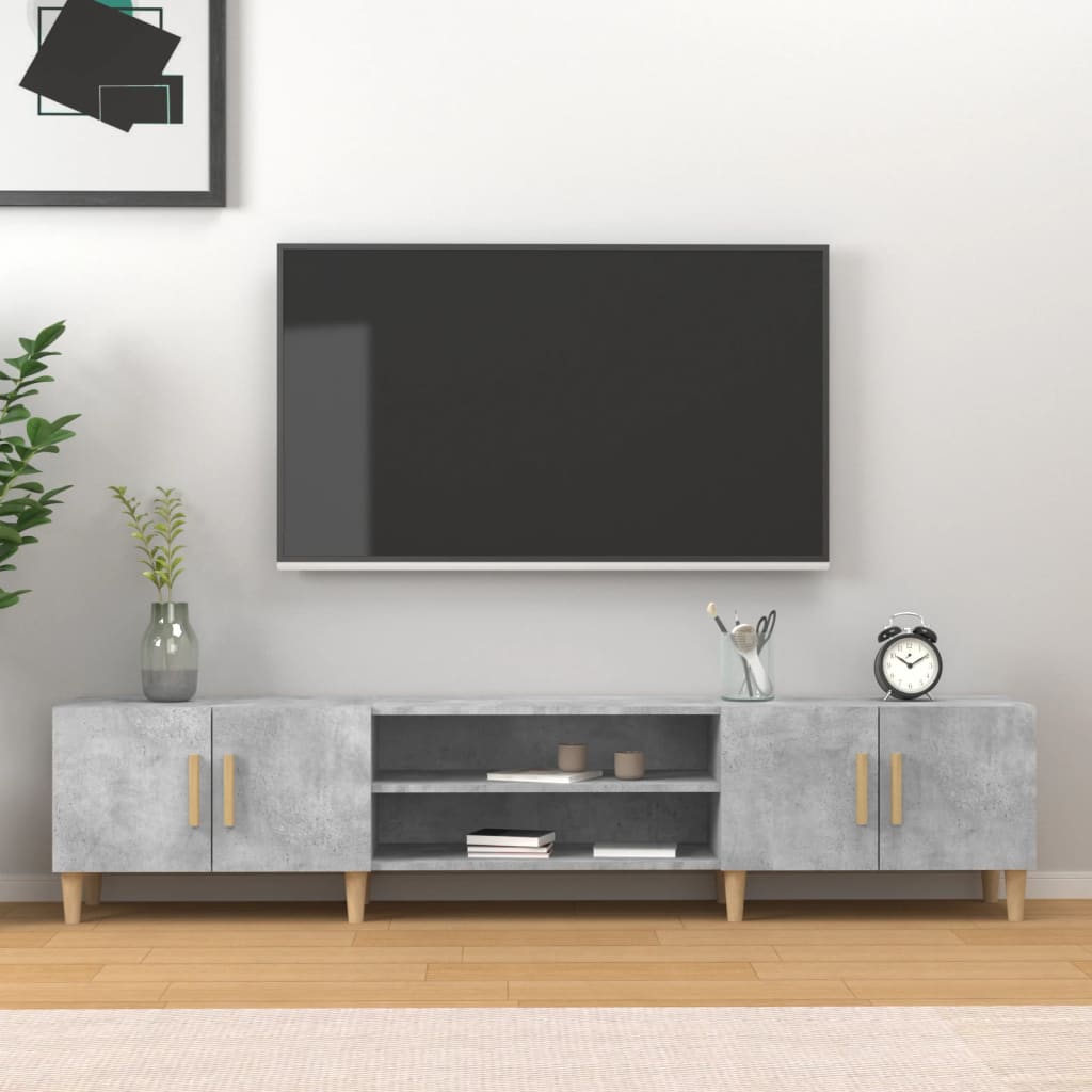 Meuble TV gris béton 180x31,5x40 cm bois d'ingénierie - XIOS