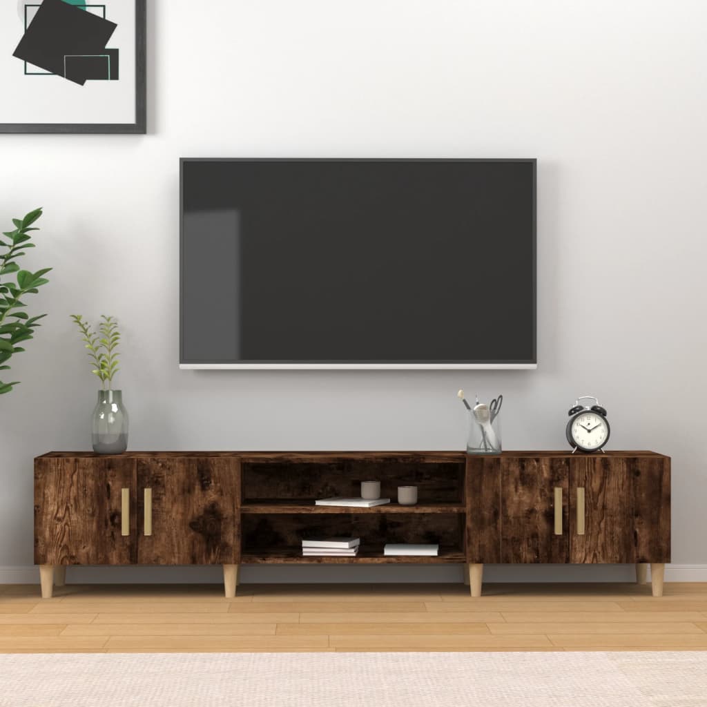 Meuble TV chêne fumé 180x31,5x40 cm bois d'ingénierie - XIOS