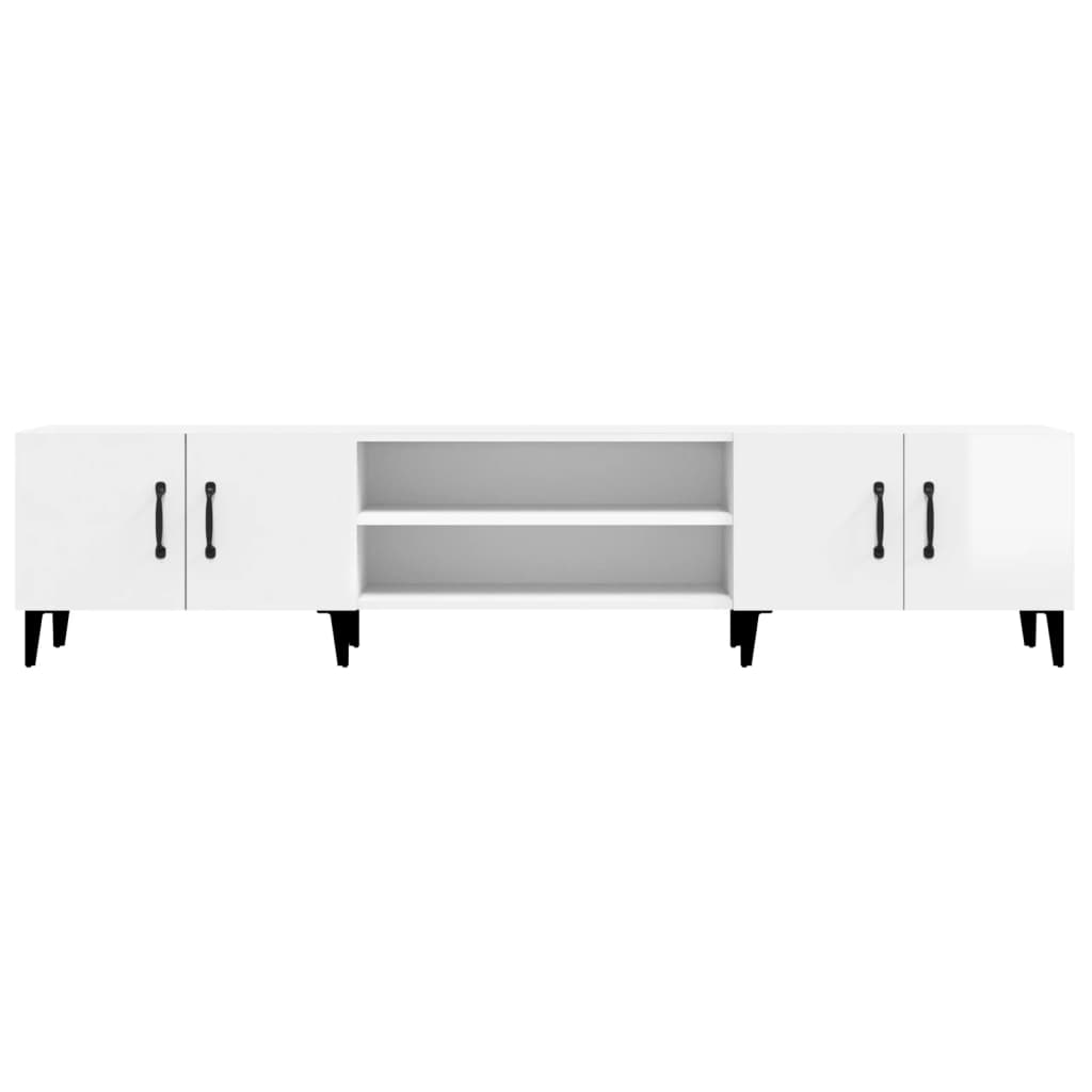 Meuble TV blanc brillant 180x31,5x40 cm bois d'ingénierie - XIOS