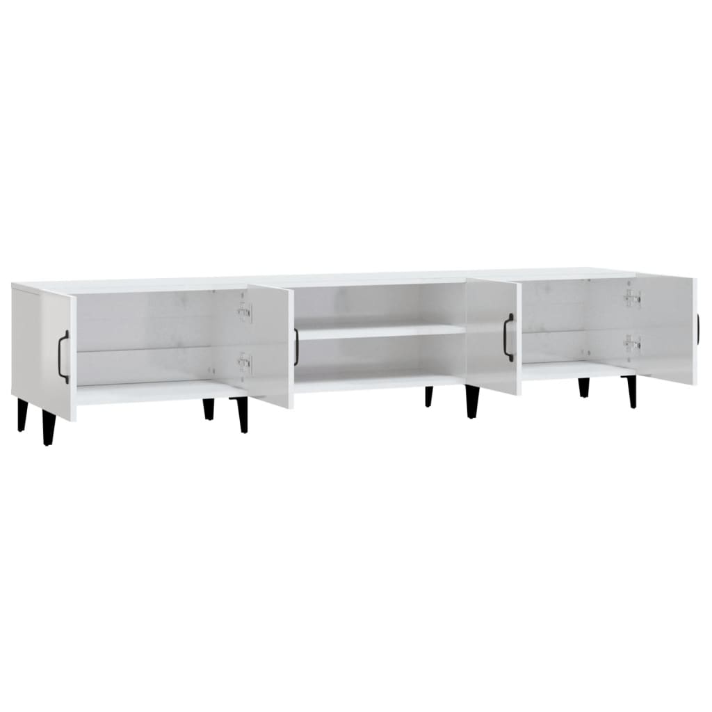 Meuble TV blanc brillant 180x31,5x40 cm bois d'ingénierie - XIOS