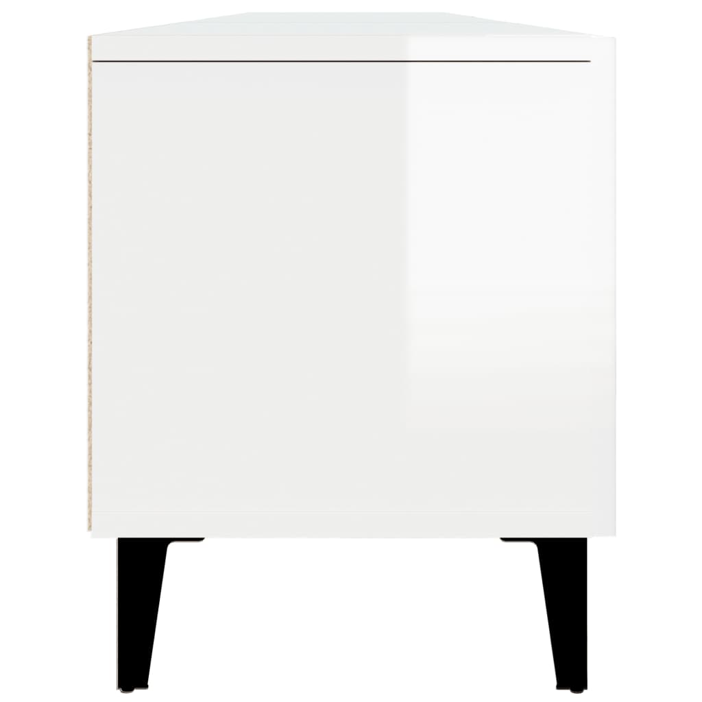 Meuble TV blanc brillant 180x31,5x40 cm bois d'ingénierie - XIOS