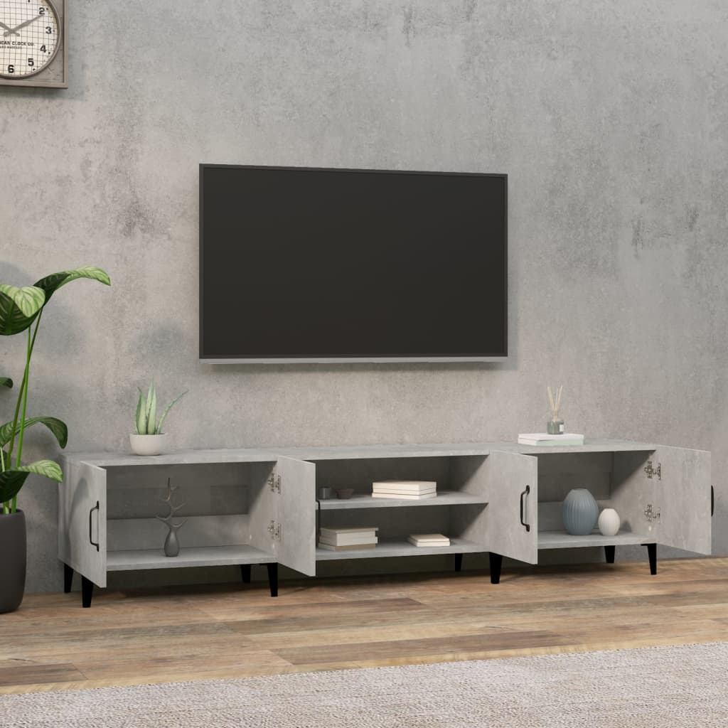 Meuble TV gris béton 180x31,5x40 cm bois d'ingénierie - XIOS