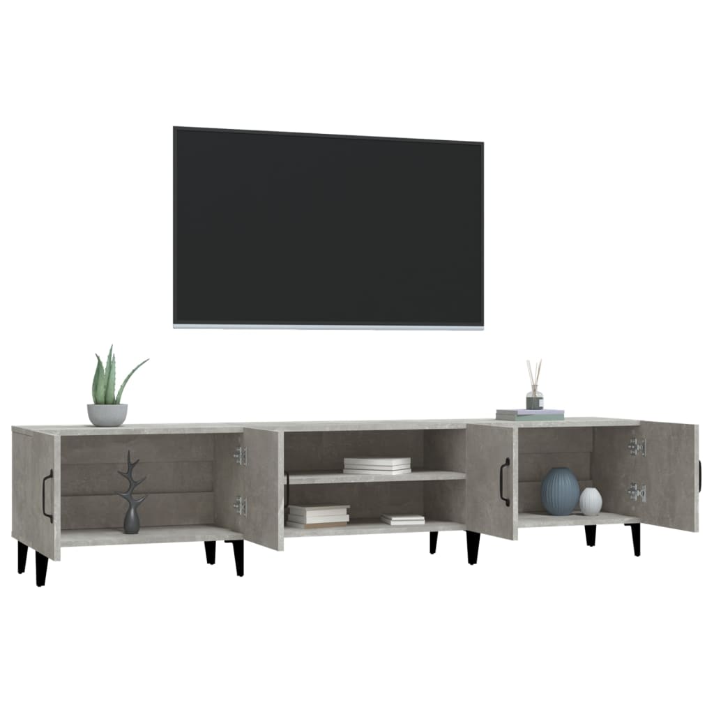 Meuble TV gris béton 180x31,5x40 cm bois d'ingénierie - XIOS