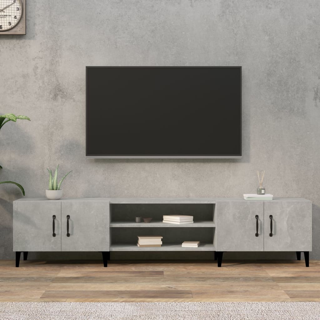 Meuble TV gris béton 180x31,5x40 cm bois d'ingénierie - XIOS