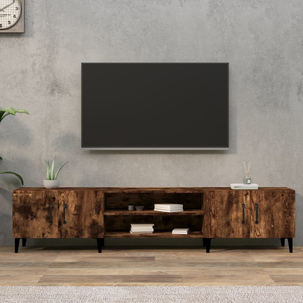Meuble TV chêne fumé 180x31,5x40 cm bois d'ingénierie - XIOS