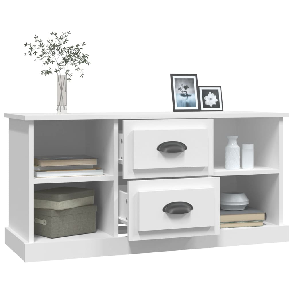 Meuble TV blanc 99,5x35,5x48 cm bois d'ingénierie - XIOS
