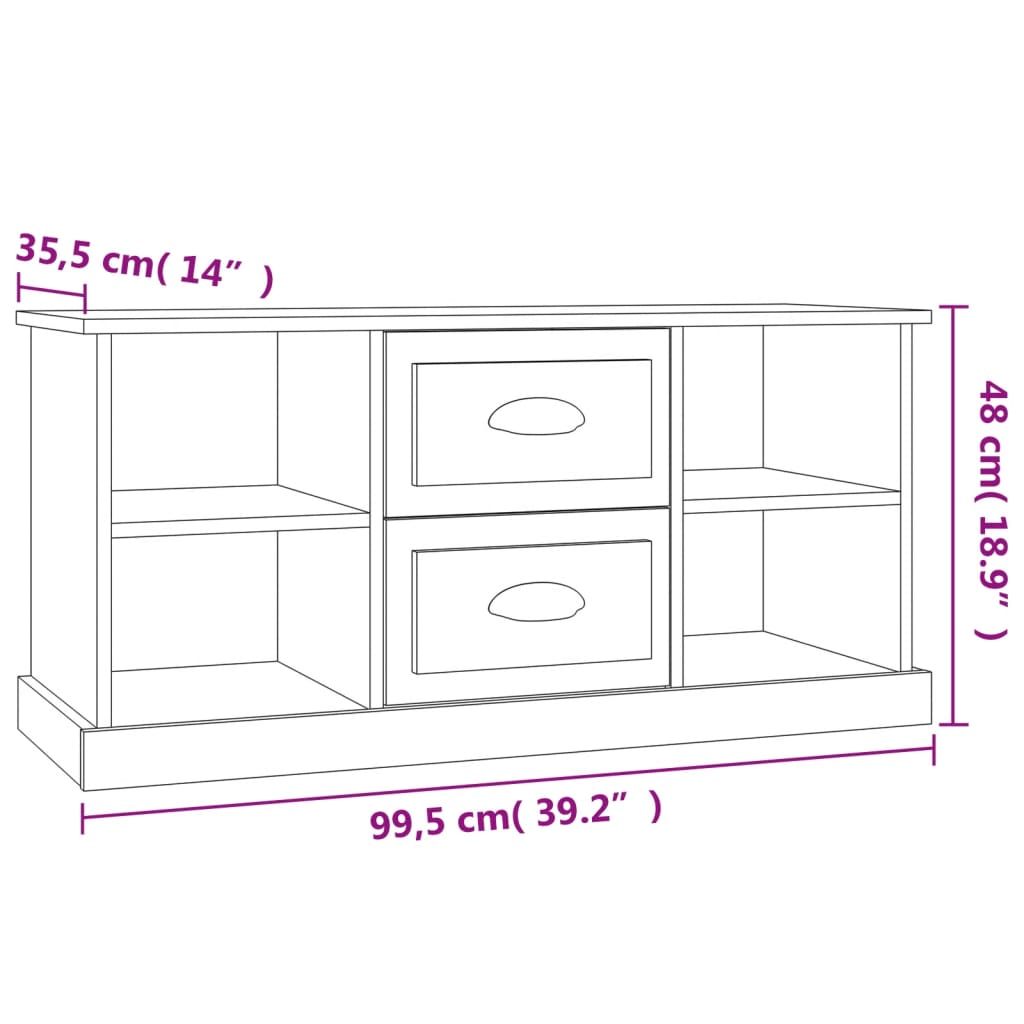 Meuble TV blanc 99,5x35,5x48 cm bois d'ingénierie - XIOS