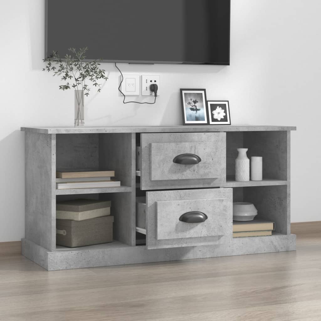 Meuble TV gris béton 99,5x35,5x48 cm bois d'ingénierie - XIOS