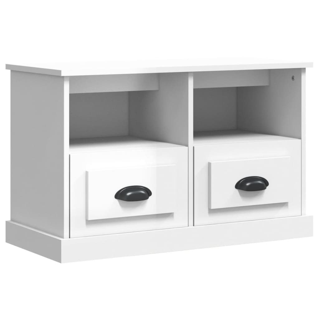 Meuble TV blanc brillant 80x35x50 cm bois d'ingénierie - XIOS