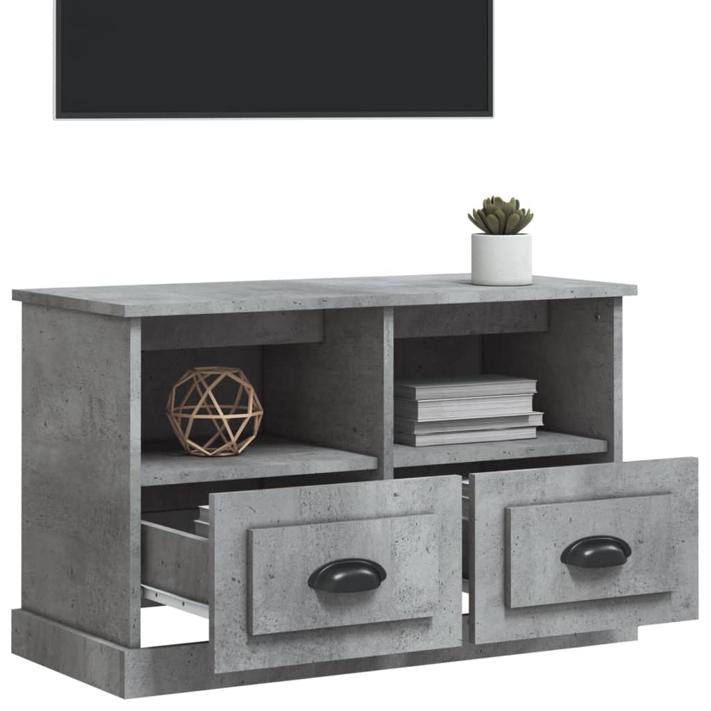 Meuble TV gris béton 80x35x50 cm bois d'ingénierie - XIOS