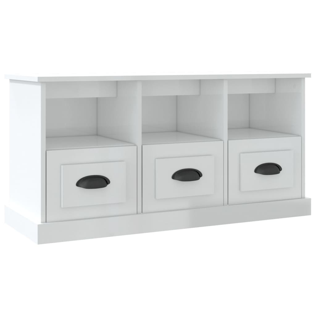 Meuble TV blanc brillant 100x35x50 cm bois d'ingénierie - XIOS