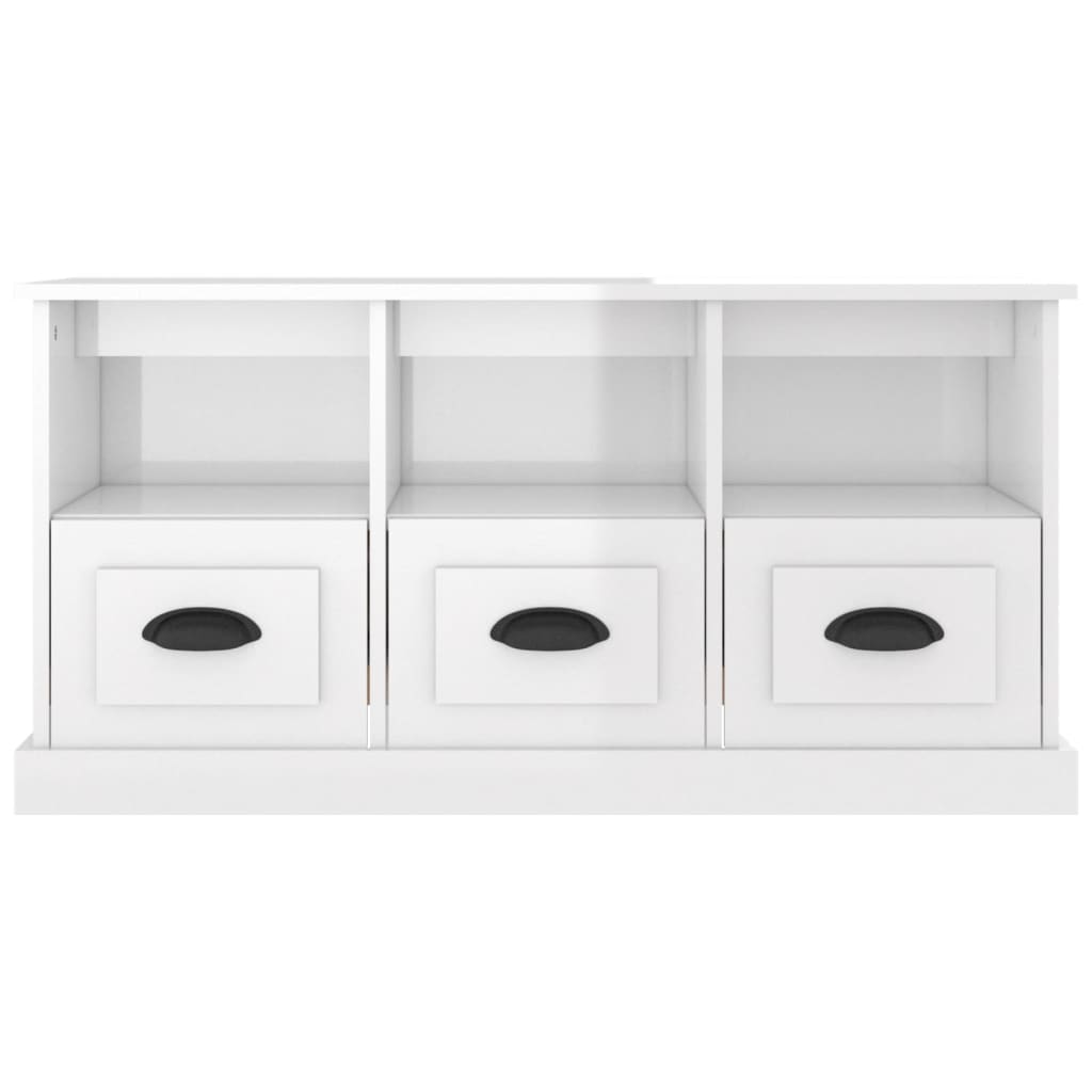 Meuble TV blanc brillant 100x35x50 cm bois d'ingénierie - XIOS