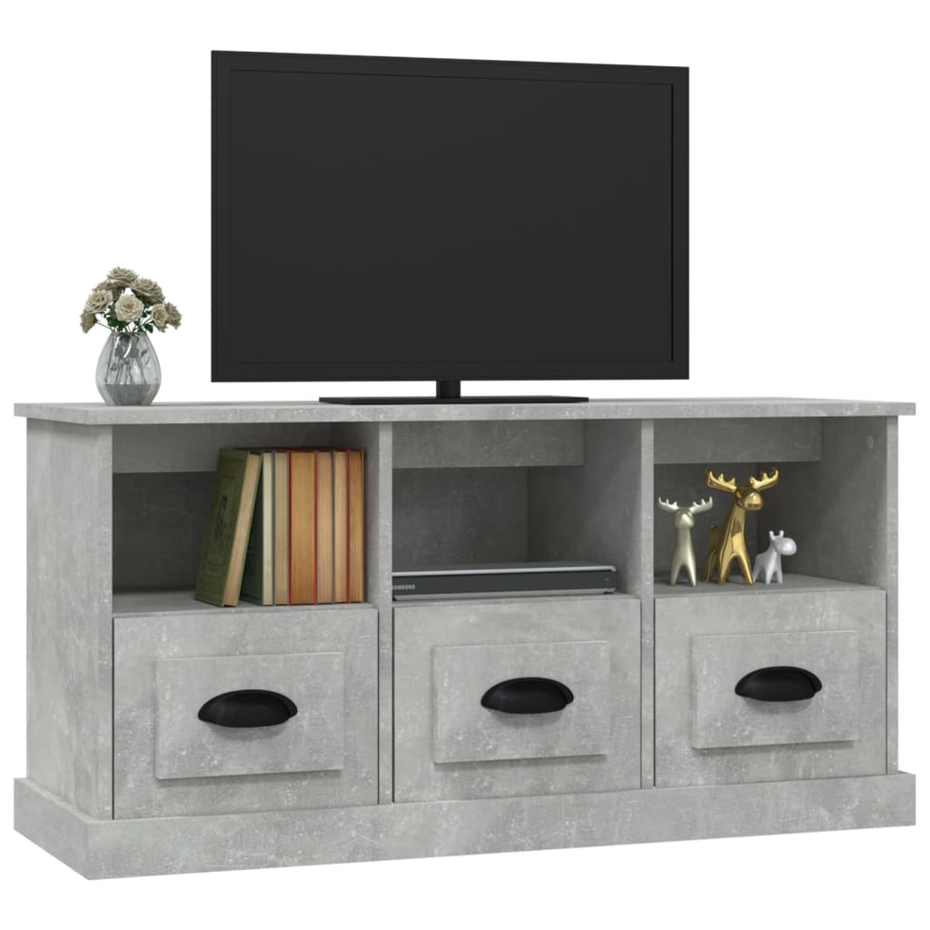 Meuble TV gris béton 100x35x50 cm bois d'ingénierie - XIOS