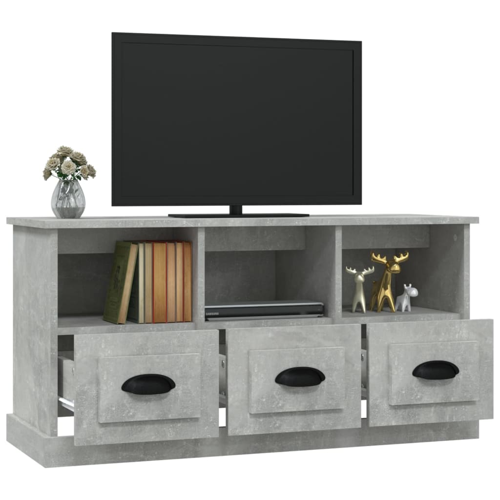 Meuble TV gris béton 100x35x50 cm bois d'ingénierie - XIOS