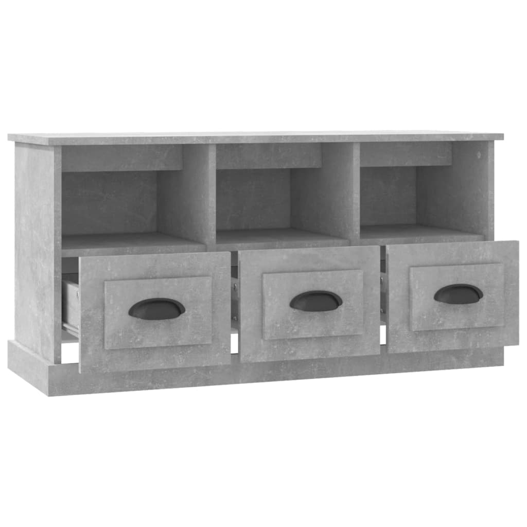 Meuble TV gris béton 100x35x50 cm bois d'ingénierie - XIOS