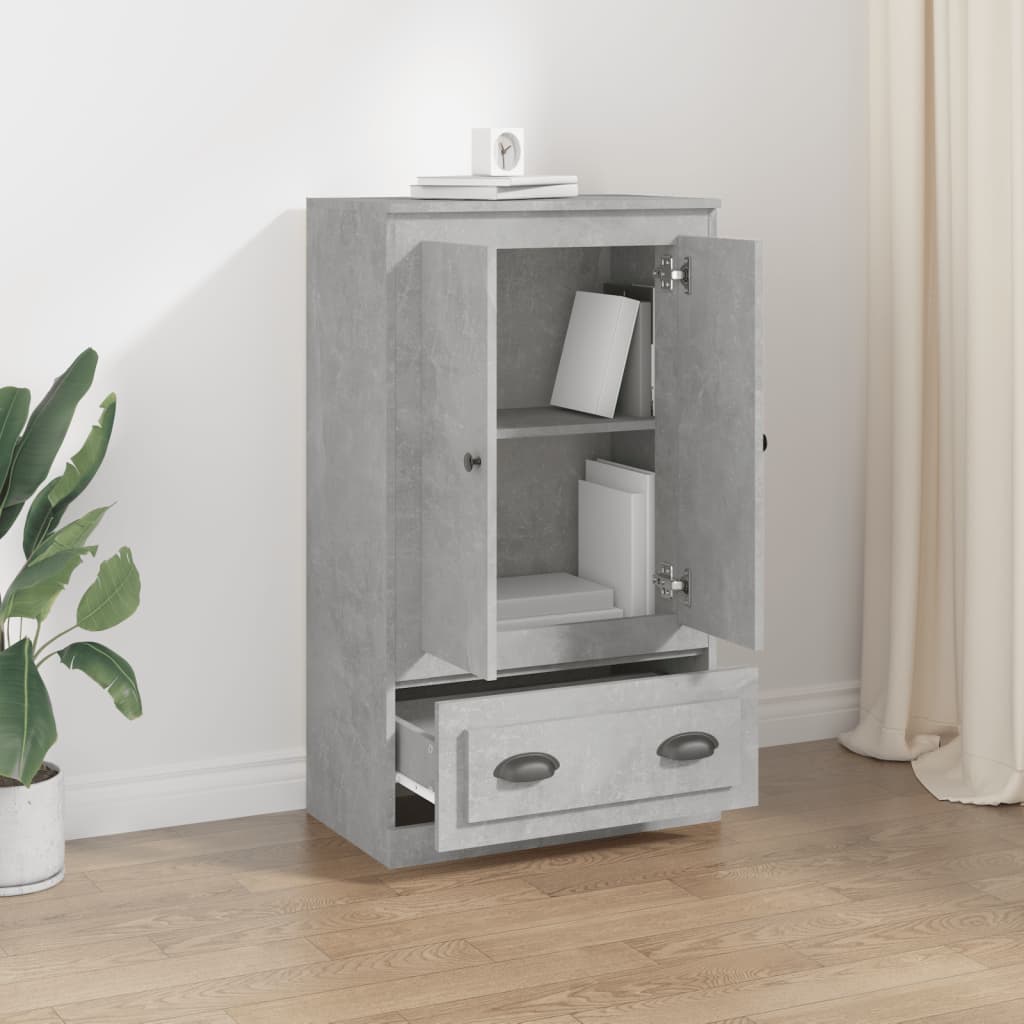 Buffet haut gris béton 60x35,5x103,5 cm bois d'ingénierie - XIOS