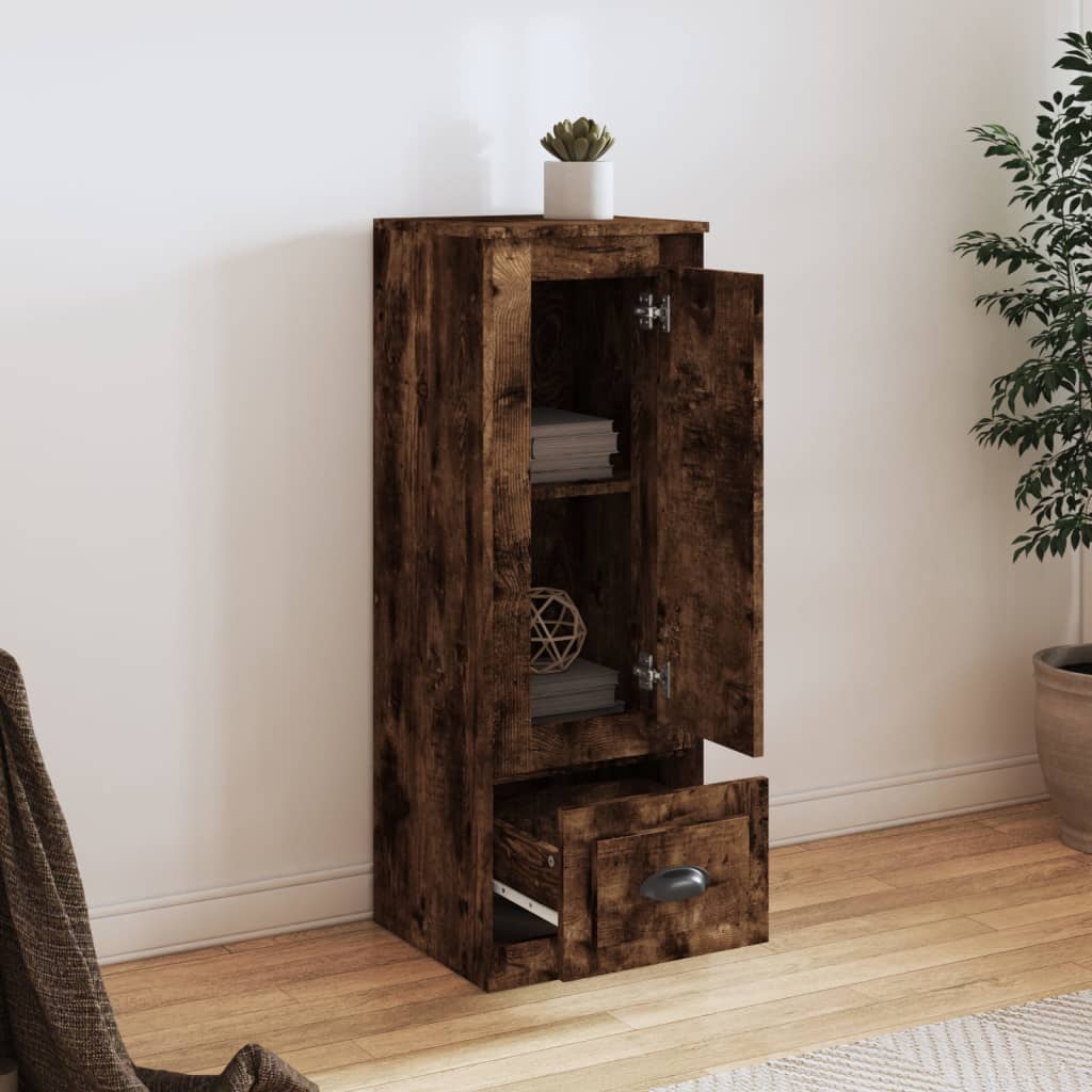 Buffet haut chêne fumé 36x35,5x103,5 cm bois d'ingénierie - XIOS