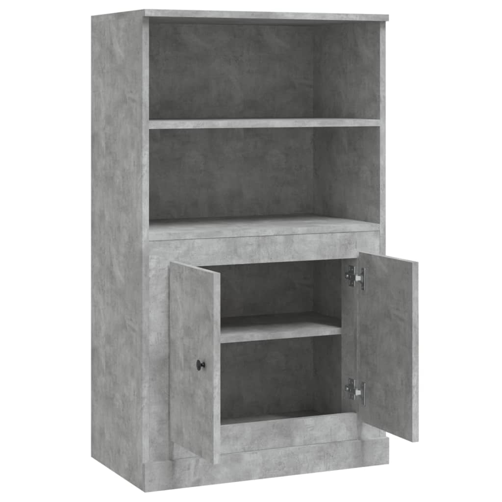 Buffet haut gris béton 60x35,5x103,5 cm bois d'ingénierie - XIOS