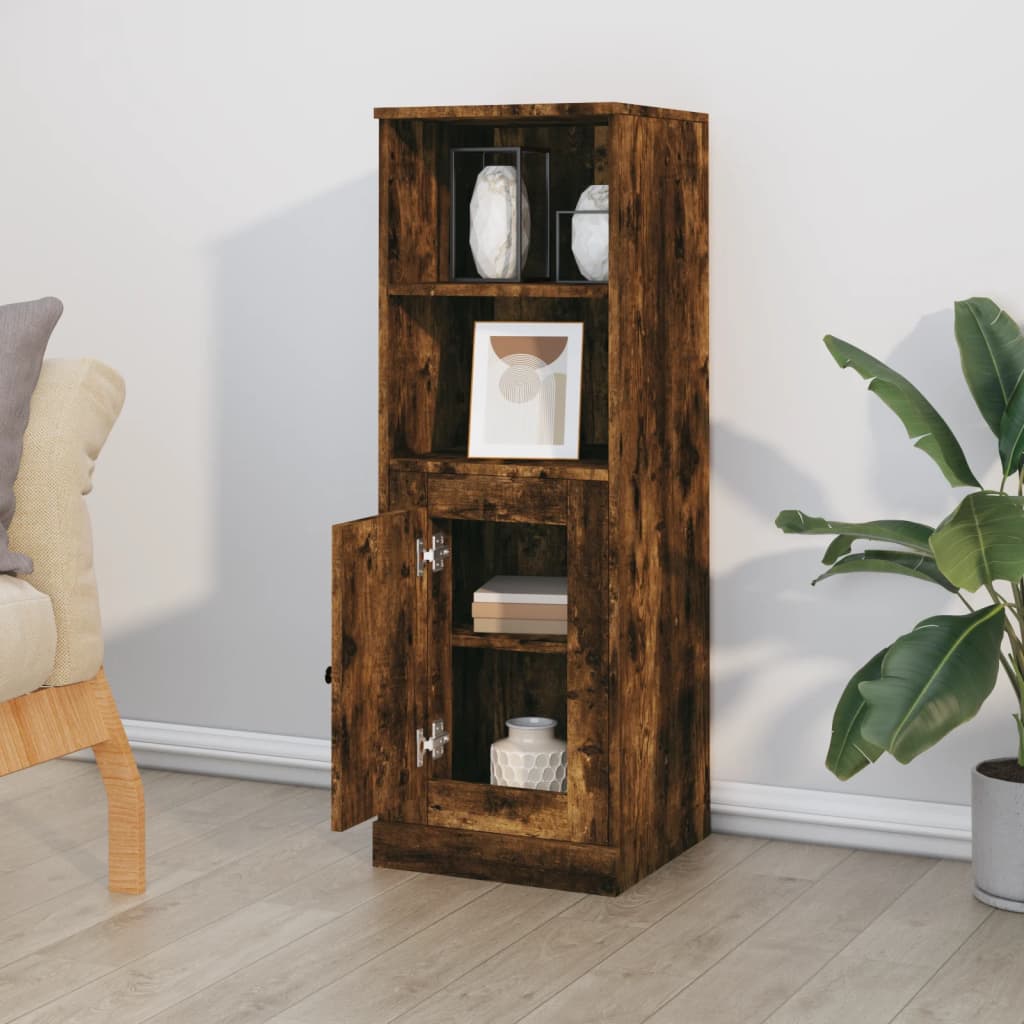 Buffet haut chêne fumé 36x35,5x103,5 cm bois d'ingénierie - XIOS